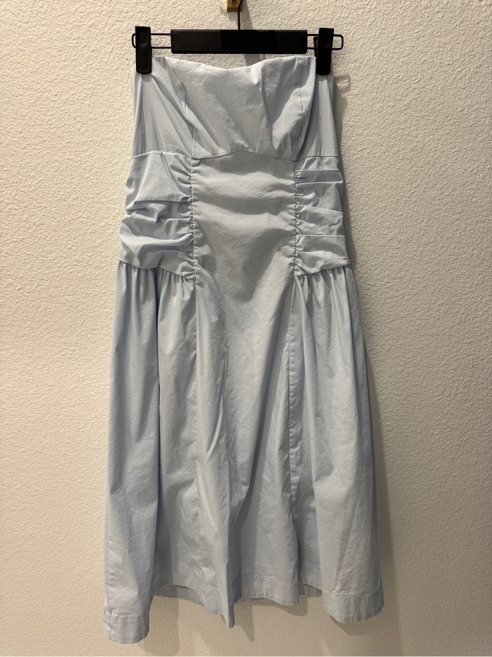 wild fable Pale Blue Strapless Ruched Midi Dress